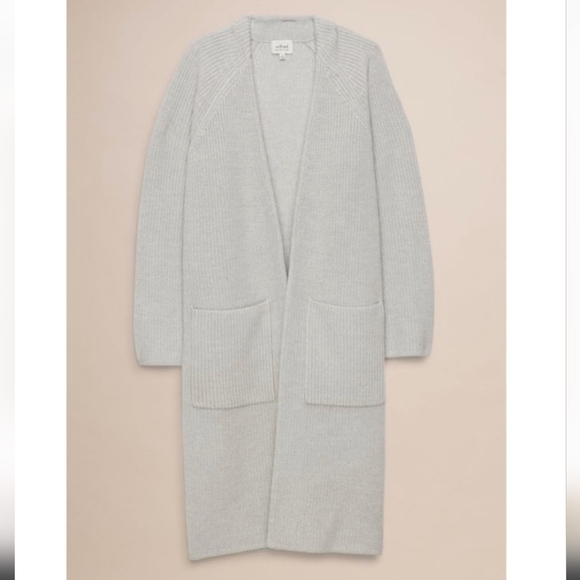 Wilfred Vartan 100% Wool Long Open Front Cardigan XS Light Grey - Picture 1 of 13